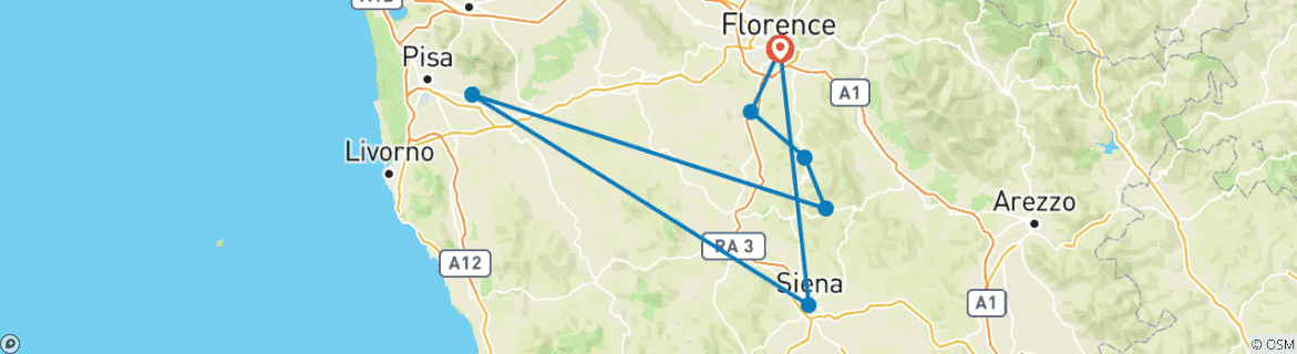 Image d'une carte montrant l'itinéraire du circuit