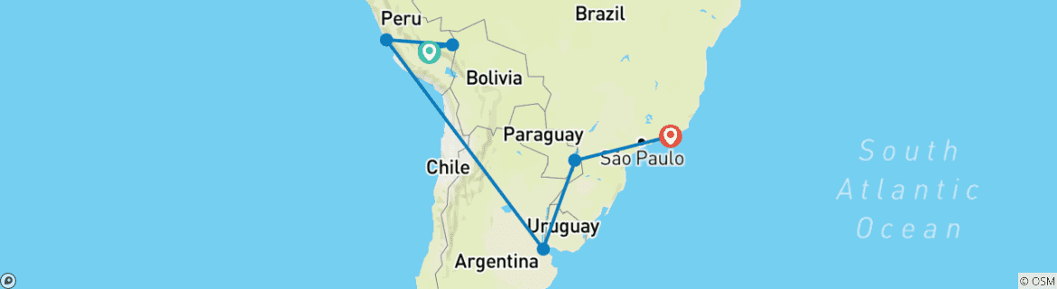 Foto van een kaart met de route van de rondreis