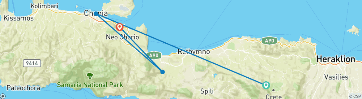 Karte mit der Reiseroute