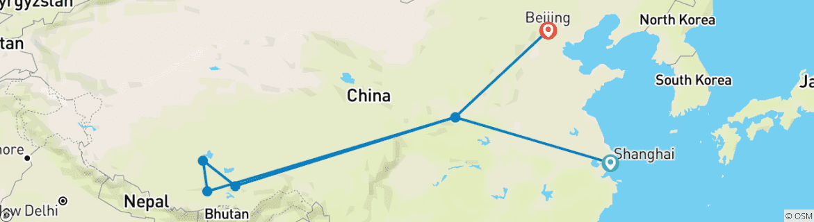 Foto van een kaart met de route van de rondreis