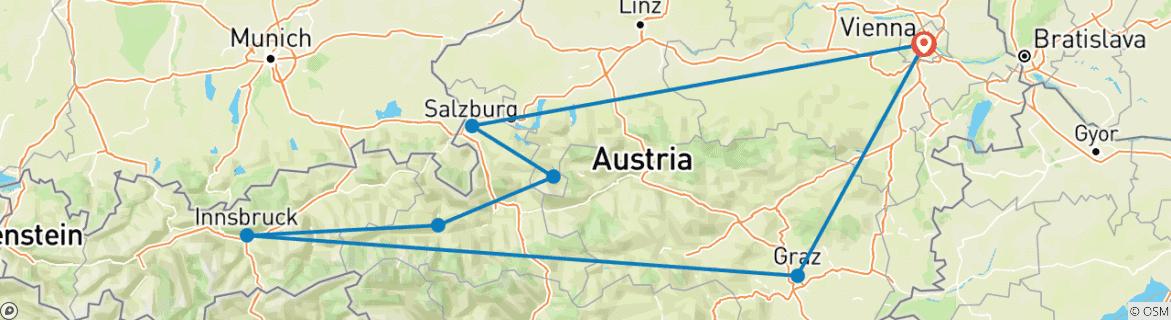 Image d'une carte montrant l'itinéraire du circuit