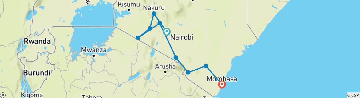 Karte mit der Reiseroute