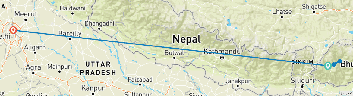 Image d'une carte montrant l'itinéraire du circuit