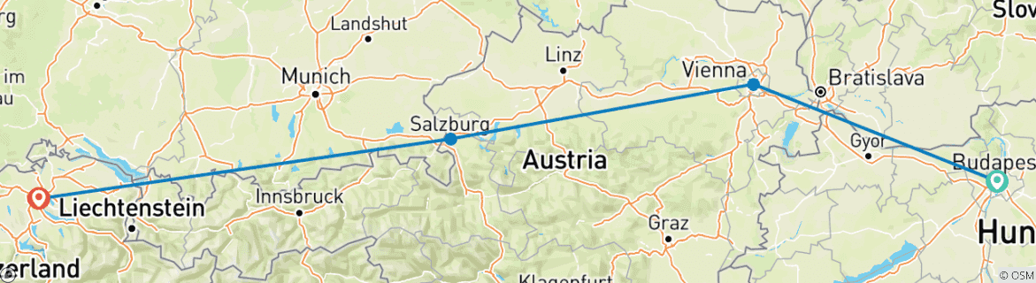 Image d'une carte montrant l'itinéraire du circuit