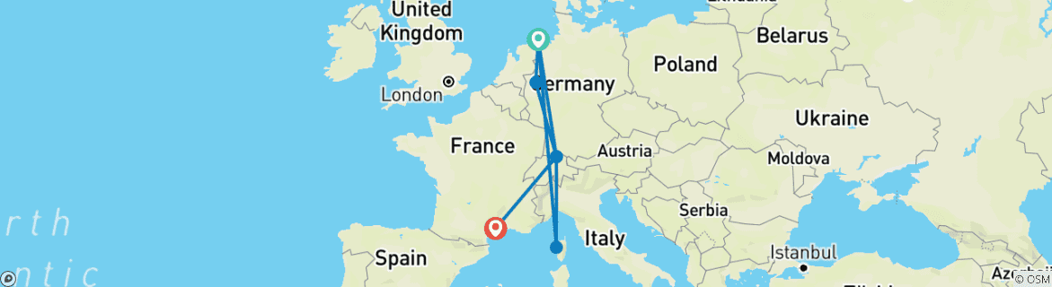 Image d'une carte montrant l'itinéraire du circuit