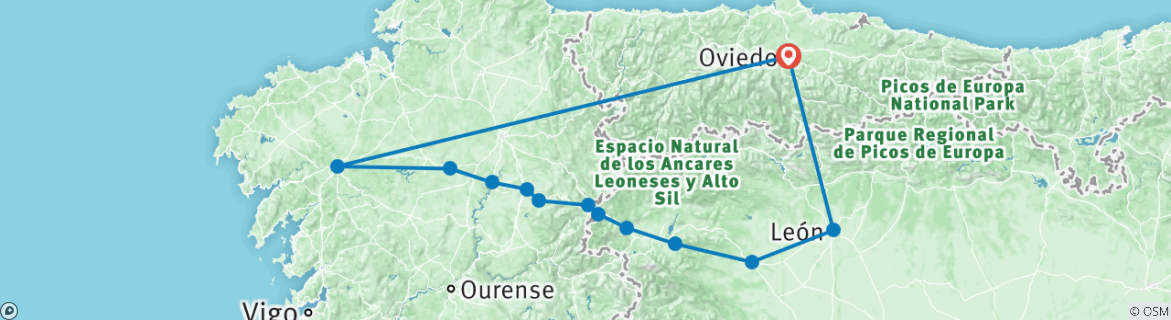 camino de santiago trials map