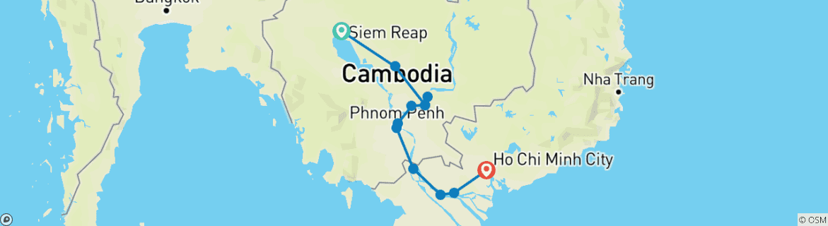 Image d'une carte montrant l'itinéraire du circuit