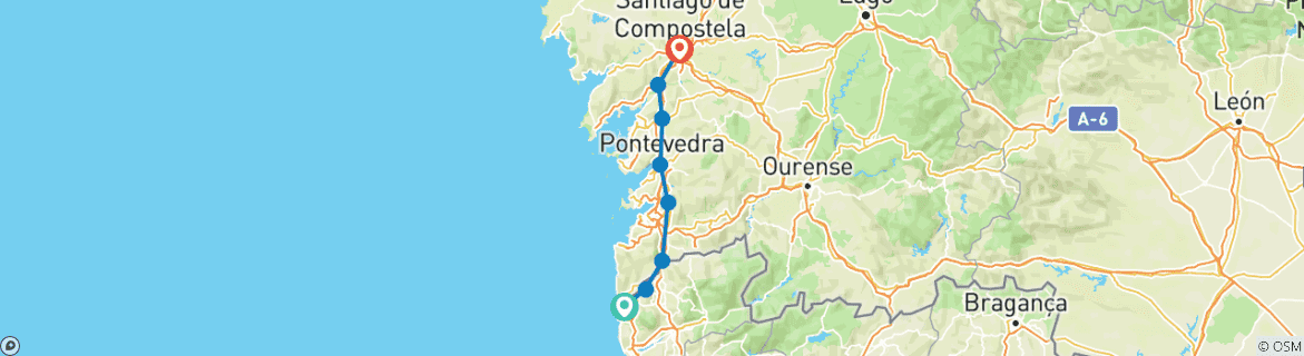 Karte mit der Reiseroute