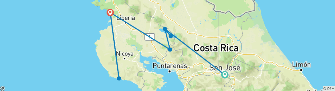 Image d'une carte montrant l'itinéraire du circuit