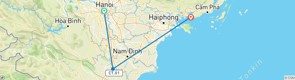 Image d'une carte montrant l'itinéraire du circuit