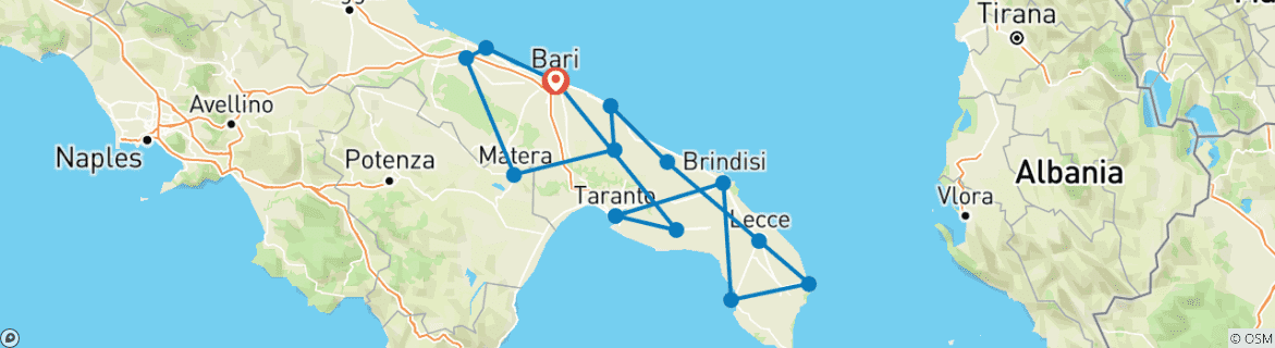 Karte mit der Reiseroute