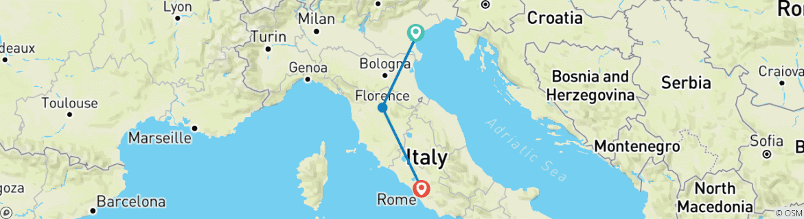 Image d'une carte montrant l'itinéraire du circuit