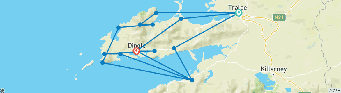 Karte mit der Reiseroute