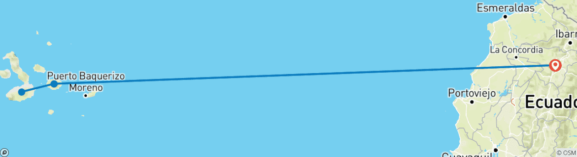 Mapa de Quito, Santa Cruz e Isabela - 7 días