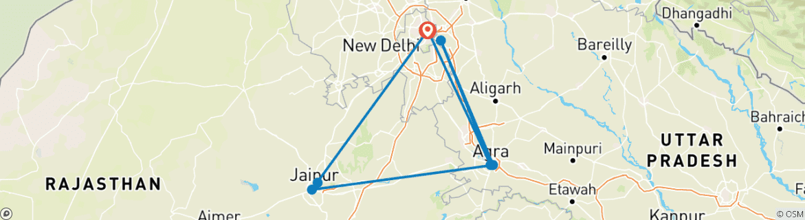 Image d'une carte montrant l'itinéraire du circuit