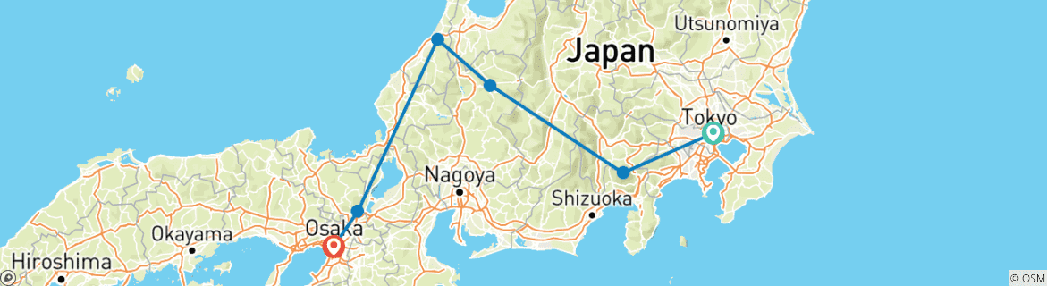 Foto van een kaart met de route van de rondreis