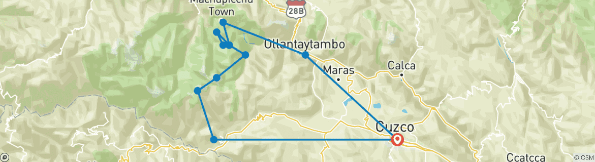 Image d'une carte montrant l'itinéraire du circuit