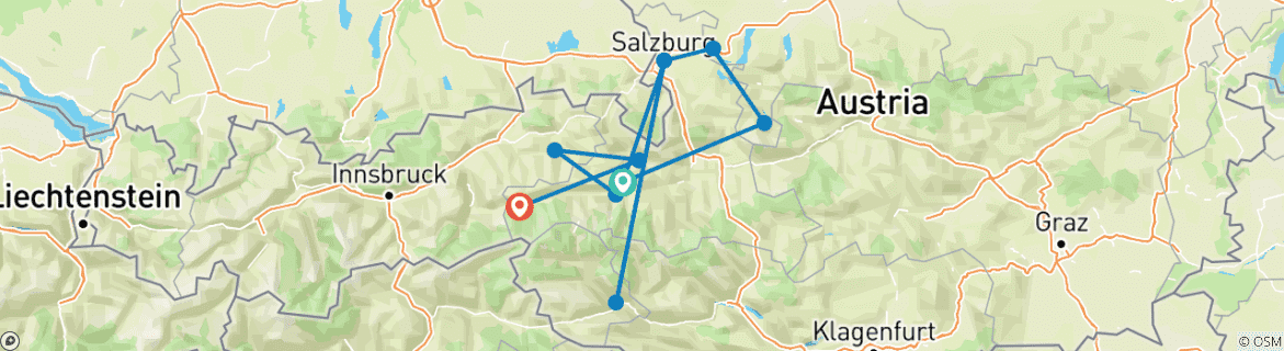 Image d'une carte montrant l'itinéraire du circuit