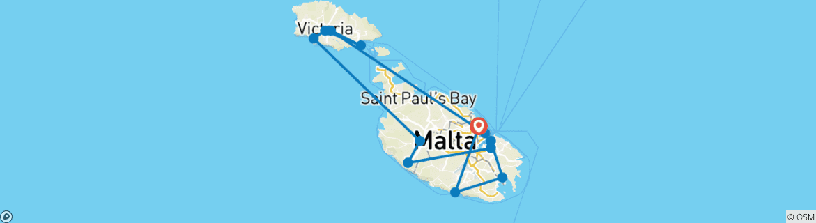 Foto van een kaart met de route van de rondreis