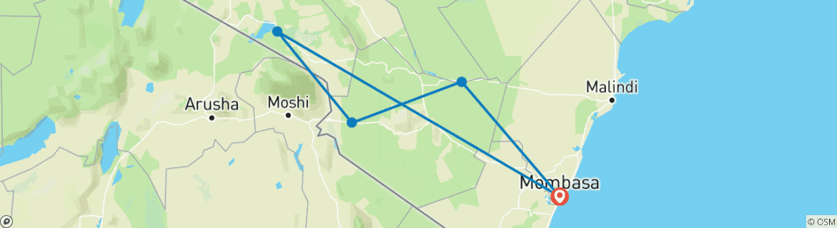 Karte mit der Reiseroute