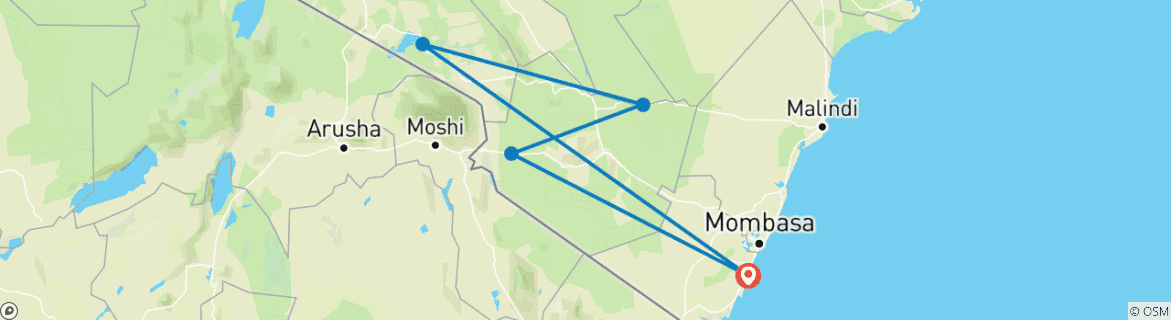 Foto van een kaart met de route van de rondreis