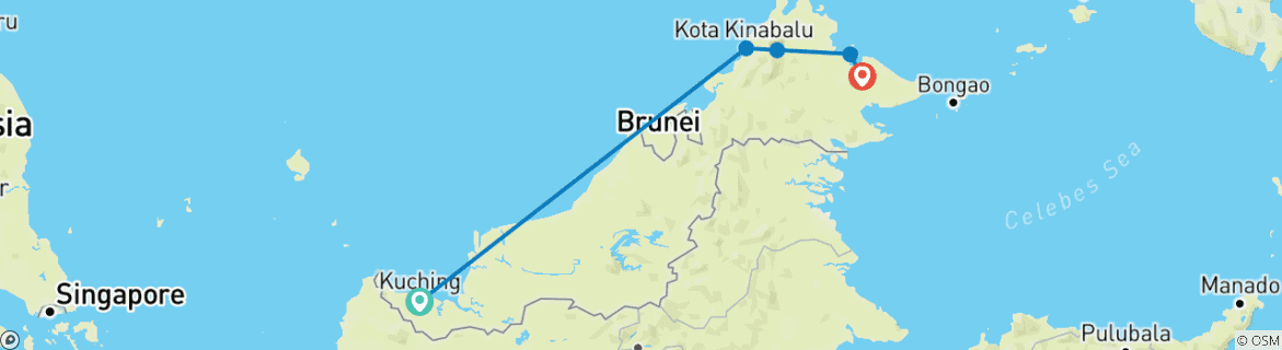 Karte mit der Reiseroute