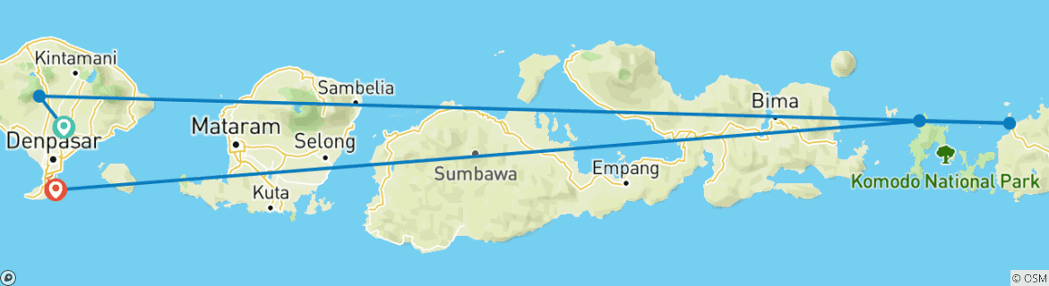 Image d'une carte montrant l'itinéraire du circuit