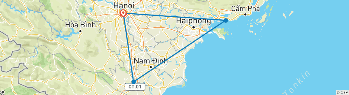 Foto van een kaart met de route van de rondreis