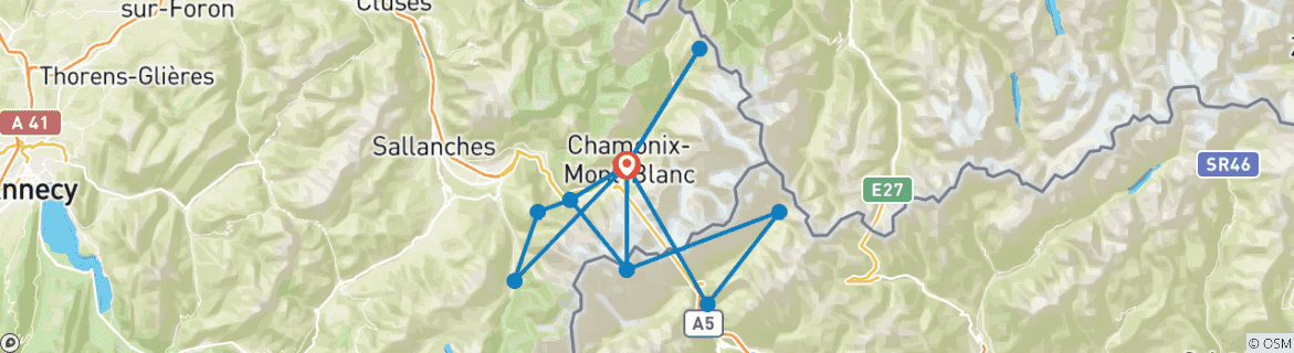 Image d'une carte montrant l'itinéraire du circuit