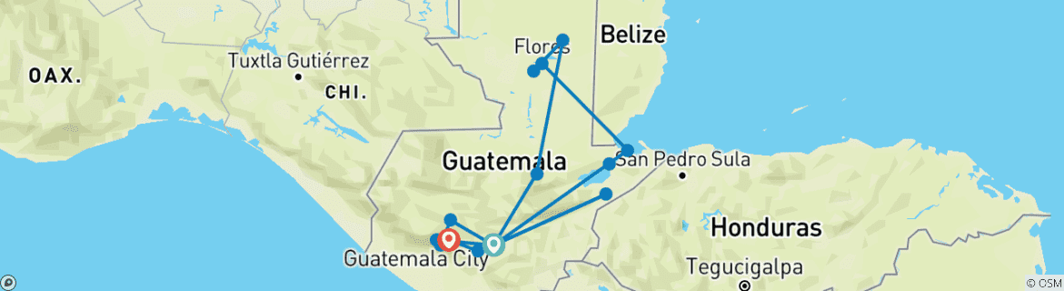 Karte mit der Reiseroute