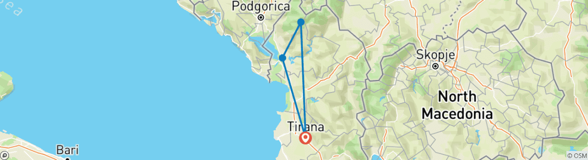 Image d'une carte montrant l'itinéraire du circuit