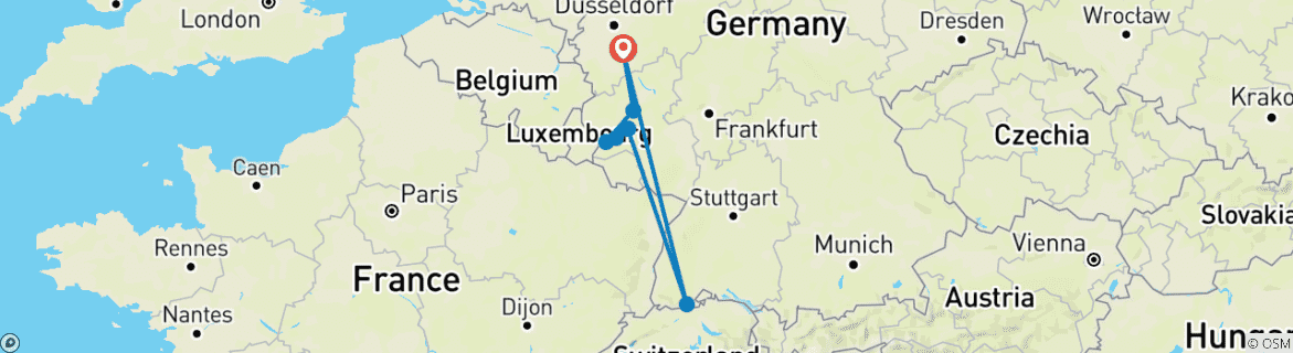 Karte mit der Reiseroute