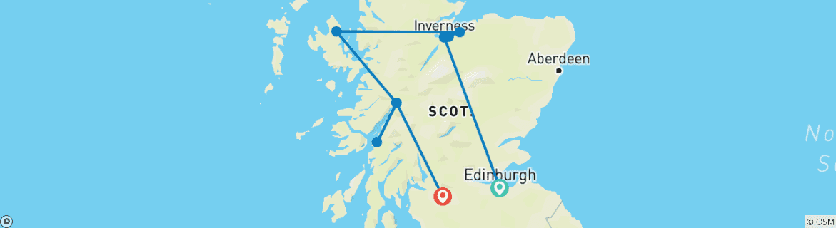 Karte mit der Reiseroute