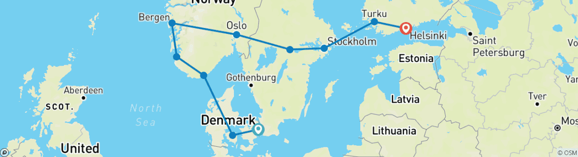 Mapa de TOURE ESCANDINAVO SOSTENIBLE