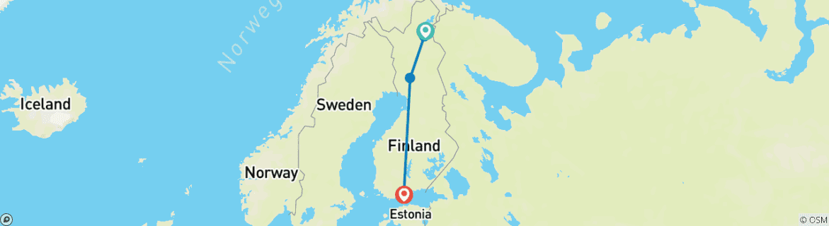 Mapa de ESCAPADA A LAS LUCES DEL NORTE Aventura en Finlandia y Laponia
