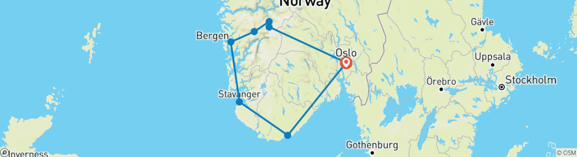 Mapa de NORUEGA DE UN VISTAZO