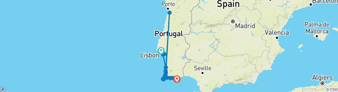 Foto van een kaart met de route van de rondreis