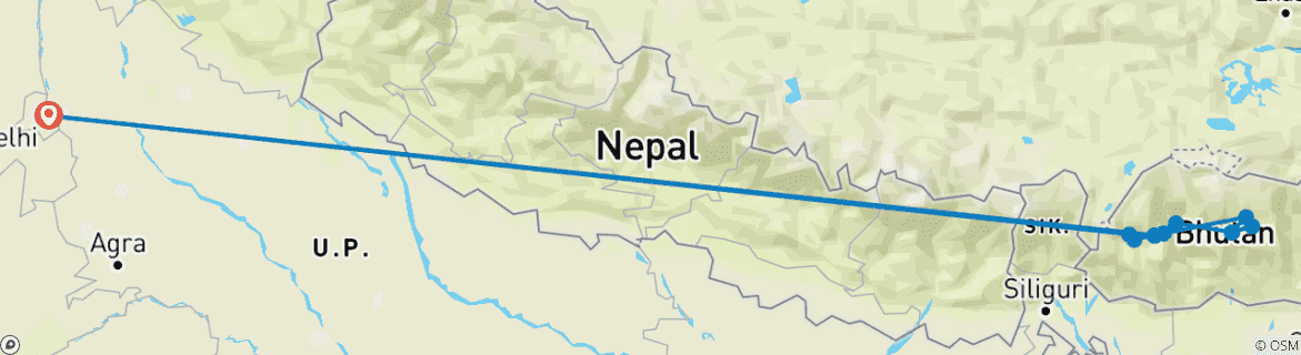 Karte mit der Reiseroute