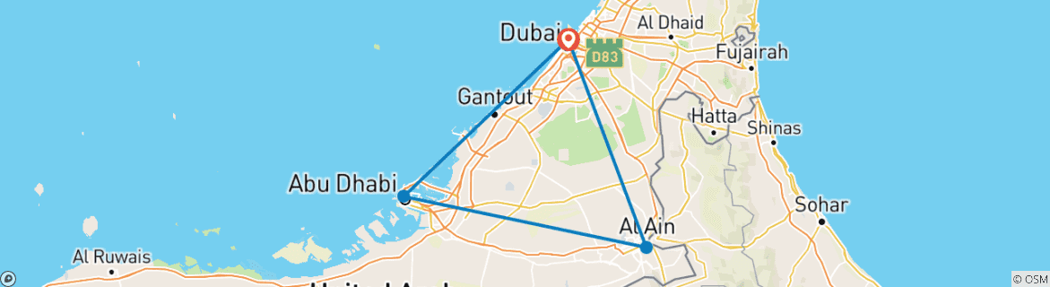 Image d'une carte montrant l'itinéraire du circuit