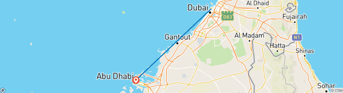 Image d'une carte montrant l'itinéraire du circuit