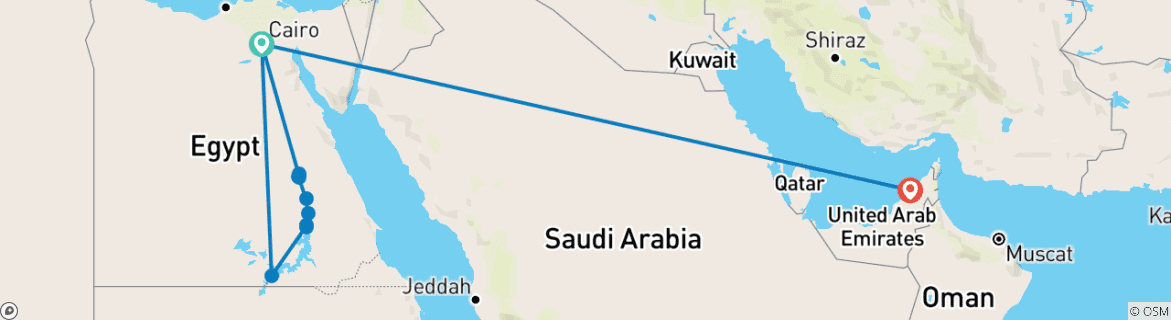 Image d'une carte montrant l'itinéraire du circuit