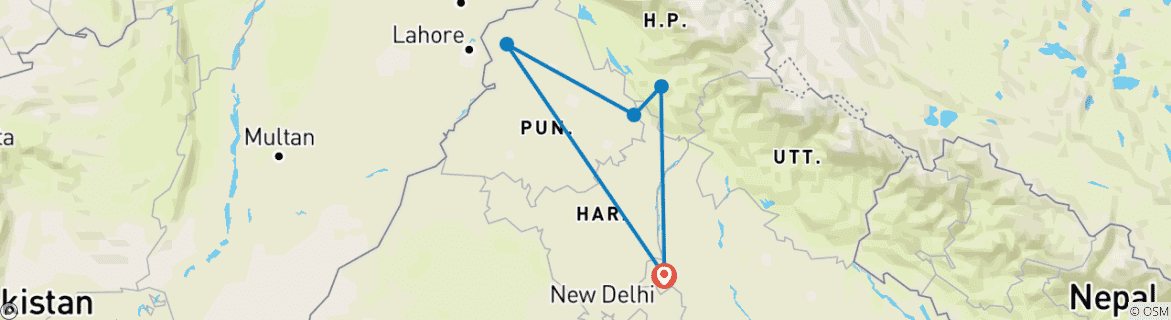 Carte du circuit Les points forts de Shimla et d'Amritsar - 7 jours