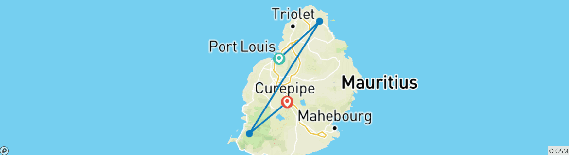 Image d'une carte montrant l'itinéraire du circuit