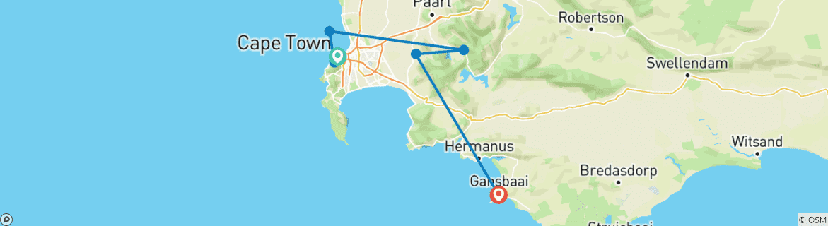 Image d'une carte montrant l'itinéraire du circuit