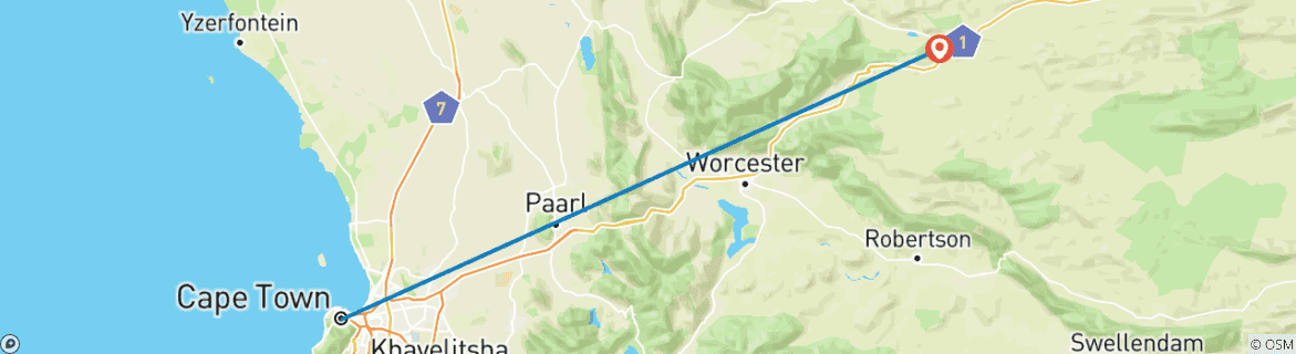 Image d'une carte montrant l'itinéraire du circuit