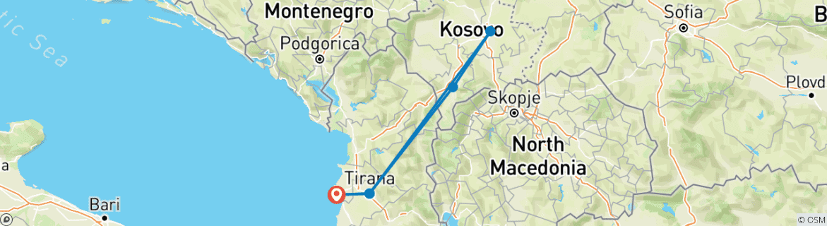 Image d'une carte montrant l'itinéraire du circuit