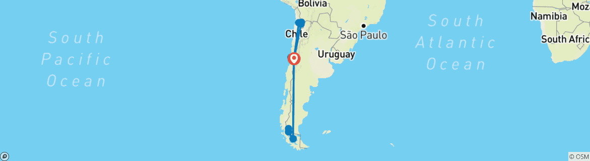 Image d'une carte montrant l'itinéraire du circuit