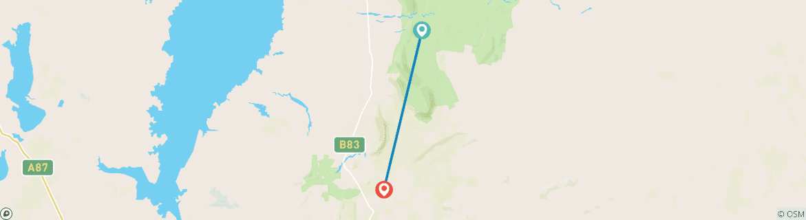 Foto van een kaart met de route van de rondreis