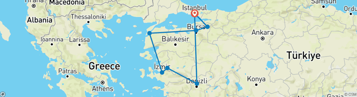 Karte mit der Reiseroute