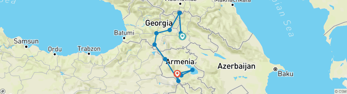 Foto van een kaart met de route van de rondreis